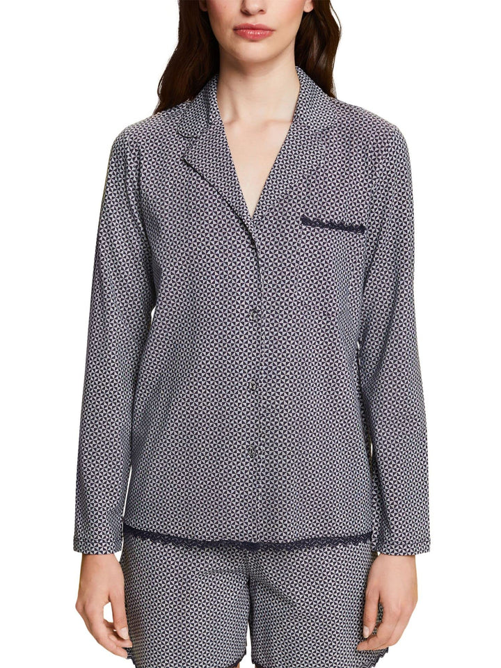 ESPRIT Pyjamaobterteil mit Spitze 38 Navy, 38 Navy