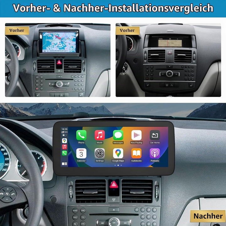 Ninetom Autoradio 10,25-Zoll-Touchscreen mit kabellosem Carplay und Android Auto für 2008-2010 Merce