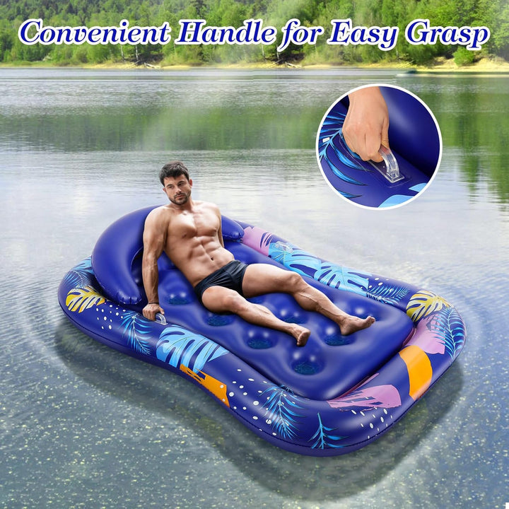 MoKo Pool Luftmatratze Erwachsene, Gross Schwimmbett mit EIS Bar, Solarium Pool Loungesessel Aufblas
