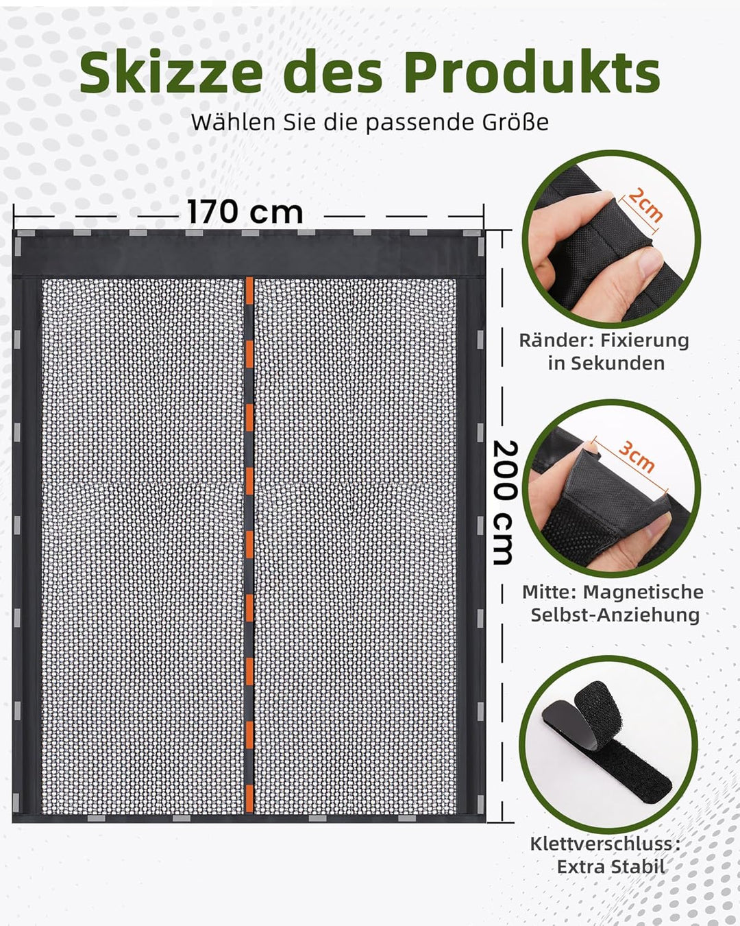 200x170cm Magnetische Van Insektennetze, Hintertür Moskitonetz mit Magnet Auto Fliegengitter mit Mit