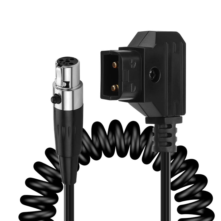 CERRXIAN Mini-XLR-4-Pin-Buchse auf D-Tap-Spiralstromkabel, Kamera-Monitor-D-Tap-Stecker auf 4-Pin-Mi