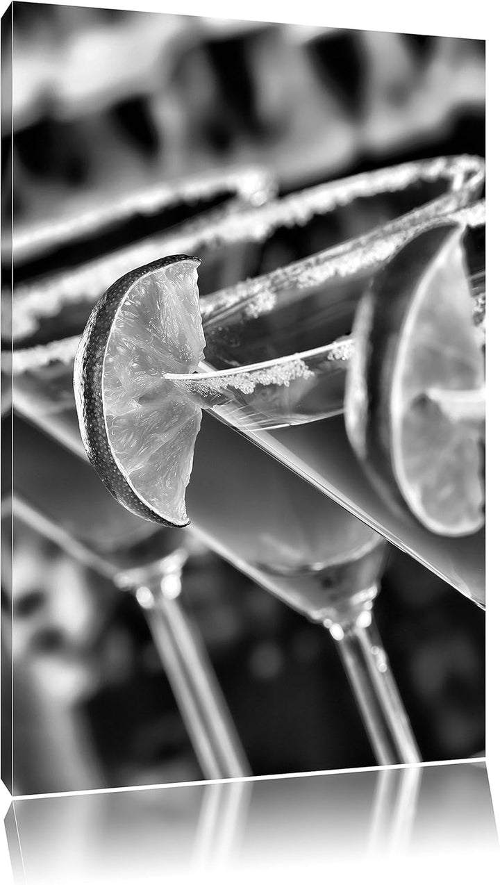 Pixxprint Monocrome, erfrischende Singapur Sling Cocktails als Leinwandbild/Grösse: 100x70 cm/Wandbi