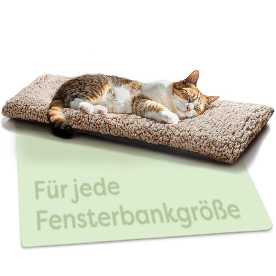 Katzen Fensterliege Fensterbank rutschfest - Selbstwärmende Katzenmatte für Fenster 90x28cm - Weich