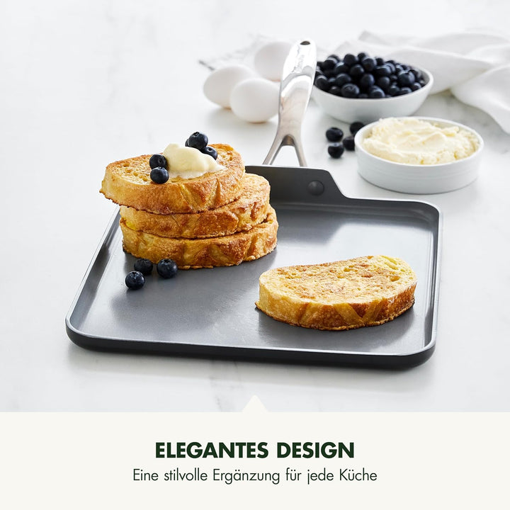 GreenPan Valencia Pro Harteloxierte Gesunde Keramik Antihaft 28 cm Quadratische Grillpfanne, PFAS-fr