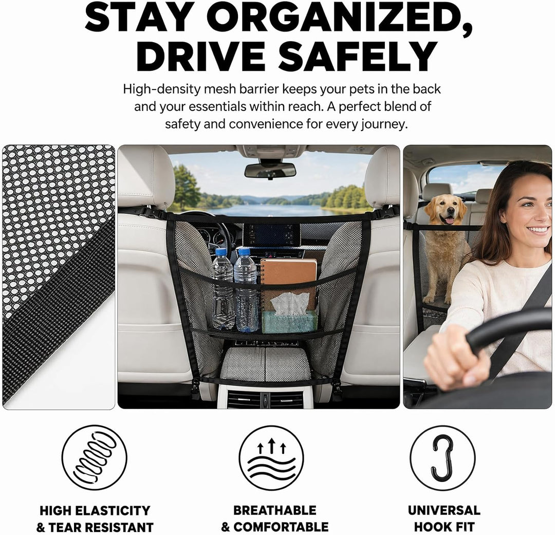 Hunde-Auto-Barriere, Netz-Organisation, Haustier-Trennwand für Auto/SUV | Hunde-Auto-Netzbarriere fü