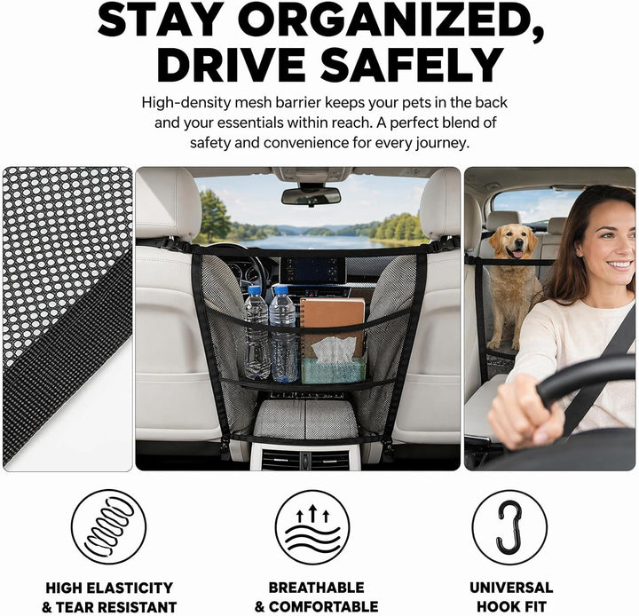 Hunde-Auto-Barriere, Netz-Organisation, Haustier-Trennwand für Auto/SUV | Hunde-Auto-Netzbarriere fü