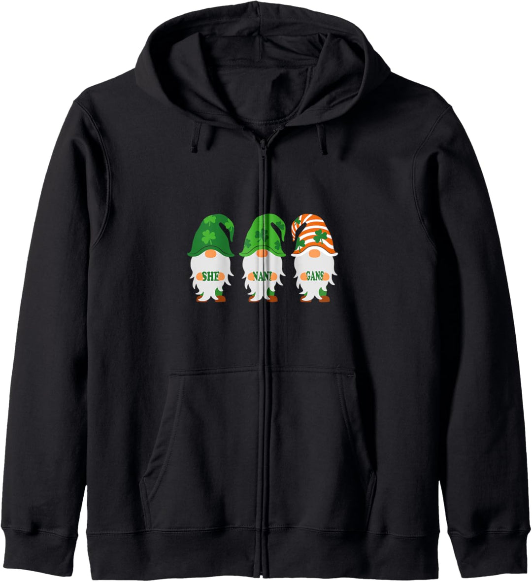 Cute Three Gnomes Holding Shenanigans Word St Patrick's Day Kapuzenjacke