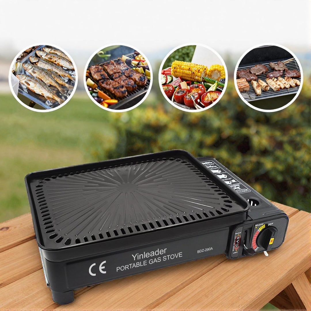 Yinleader Tragbarer Grill für Camping, Grill-Set mit Grillzubehör und Tablett, Edelstahl-Material, i