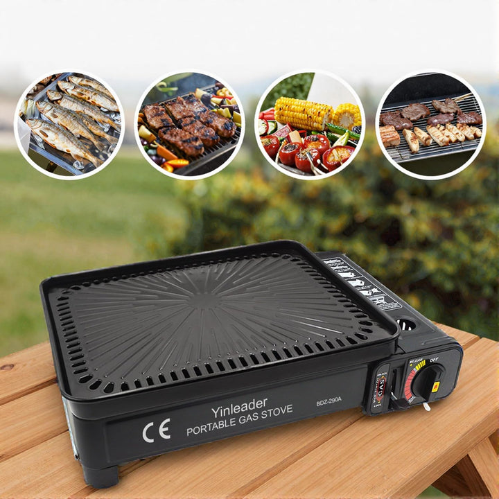 Yinleader Tragbarer Grill für Camping, Grill-Set mit Grillzubehör und Tablett, Edelstahl-Material, i