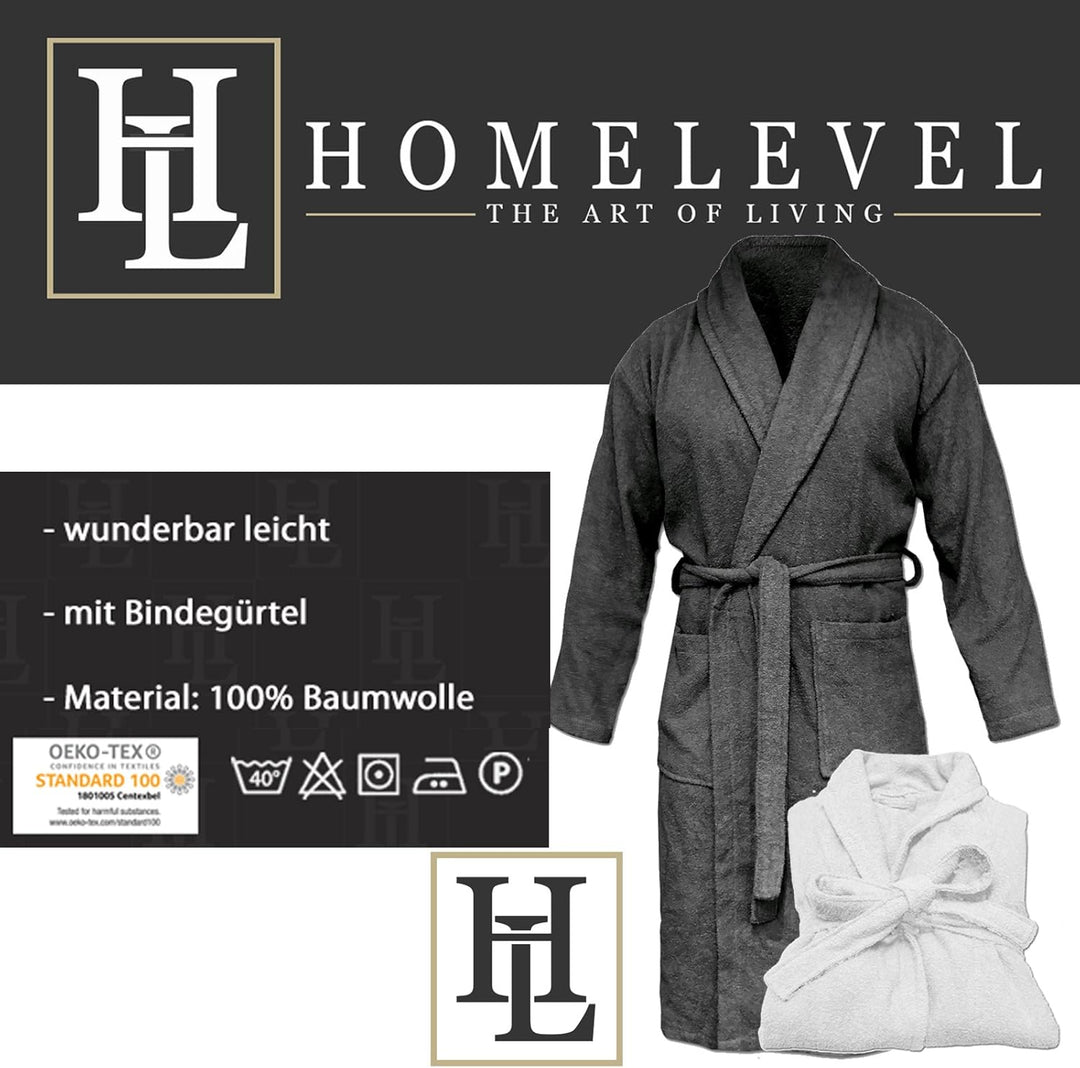 HOMELEVEL Frottee Bademantel Reisebademantel 100% Baumwolle Bademantel - Frauen Männer Damen und Her