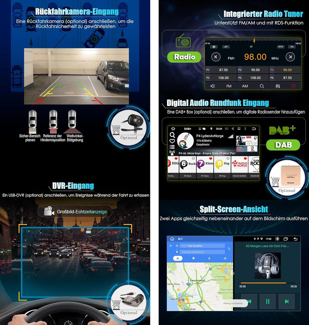 Acht-Kern Android 14 DAB+ Autoradio Für Porsche Cayenne 2003-2010 4GB RAM + 64GB ROM mit GPS Navi Wi