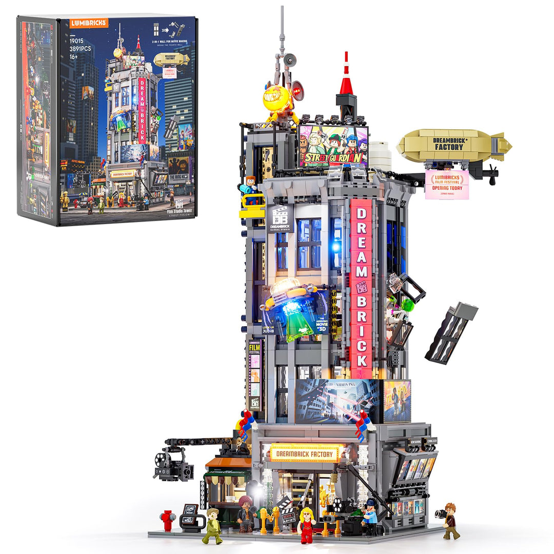 Lumibricks Film Studio Tower Bauset, 3891 Teile beleuchtetes modulares Stadtgebäude für Erwachsene 1