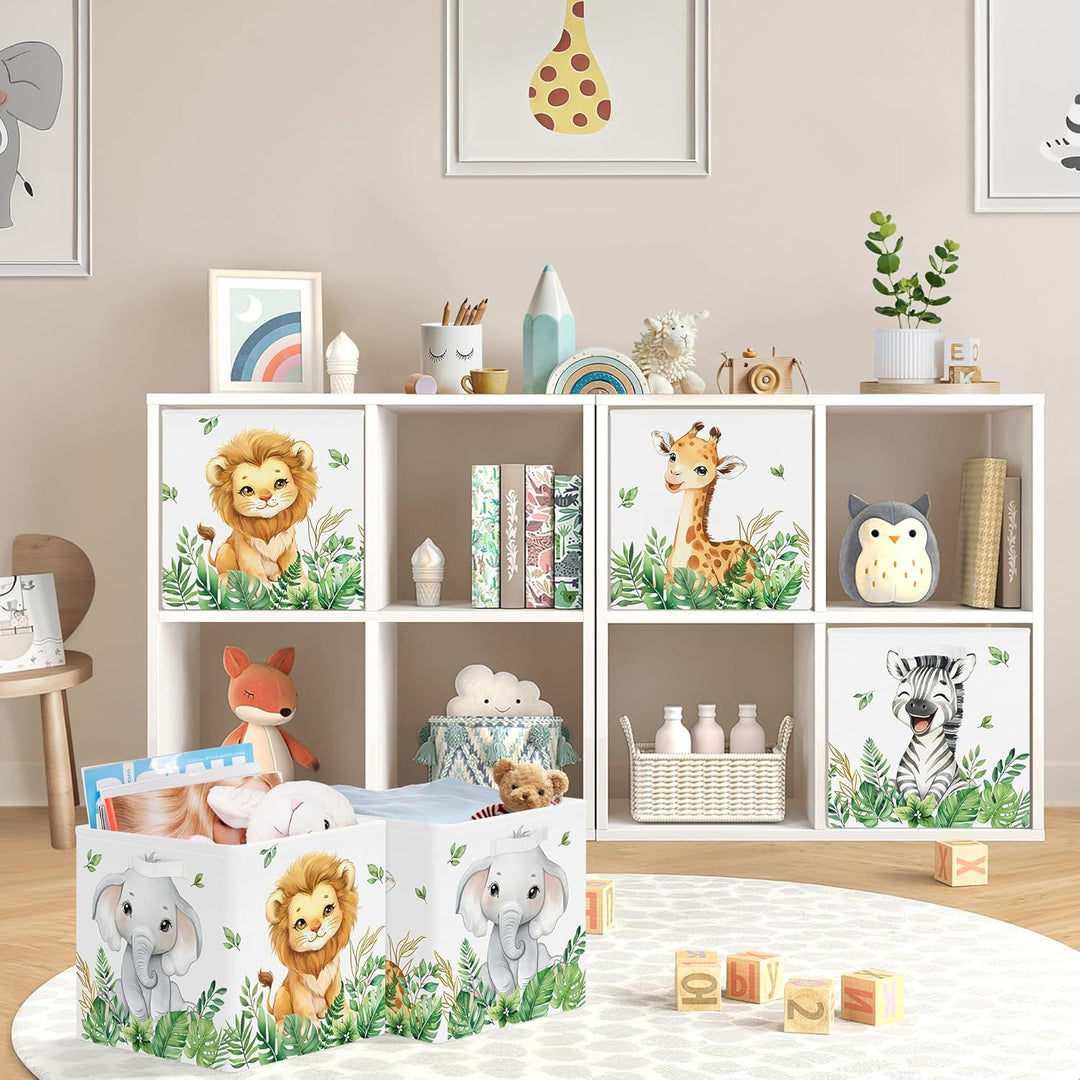 30cm Aufbewahrungsbox 3 Stück Waldtiere Aufbewahrungskorb Kinder Faltbar Löwe Giraffe Elefant Aufbew