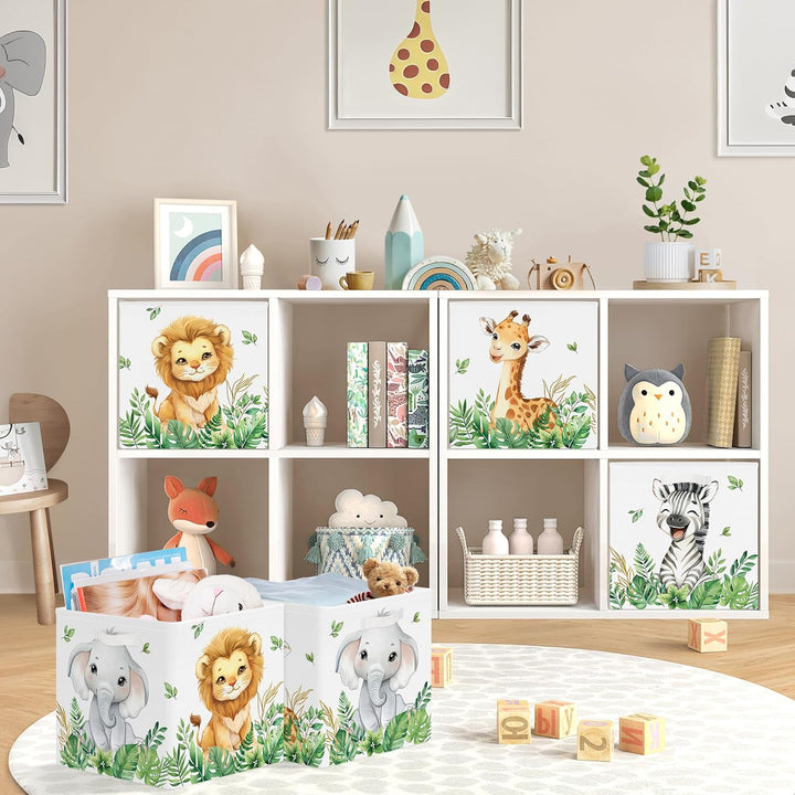 30cm Aufbewahrungsbox 3 Stück Waldtiere Aufbewahrungskorb Kinder Faltbar Löwe Giraffe Elefant Aufbew