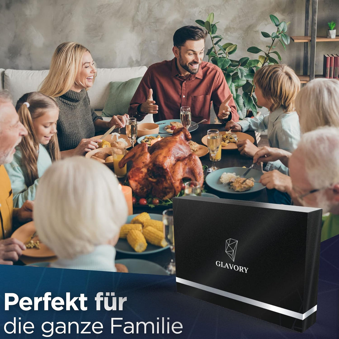 Glavory - Besteck Set 6 Personen Schwarz Hochglanz - 30teilig - Besteckset Spülmaschinenfest aus ros