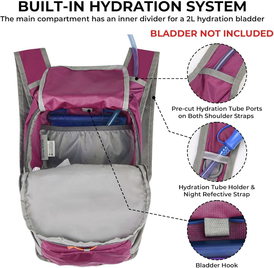 Faltbarer Wanderrucksack, Kleiner Tagesrucksack Ultraleicht für Herren & Damen, Foldable Backpack, I