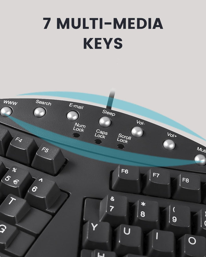 Perixx PERIBOARD 512 Ergonomische Tastatur USB QWERTY US English Layout, Schwarz Kabelgebunden, Kabe