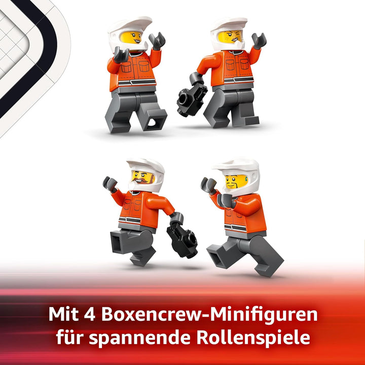 LEGO City F1 Boxenstopp mit Boxencrew und Ferrari Flitzer - Formel 1 Set mit 1 Rennfahrer und 4 Mech