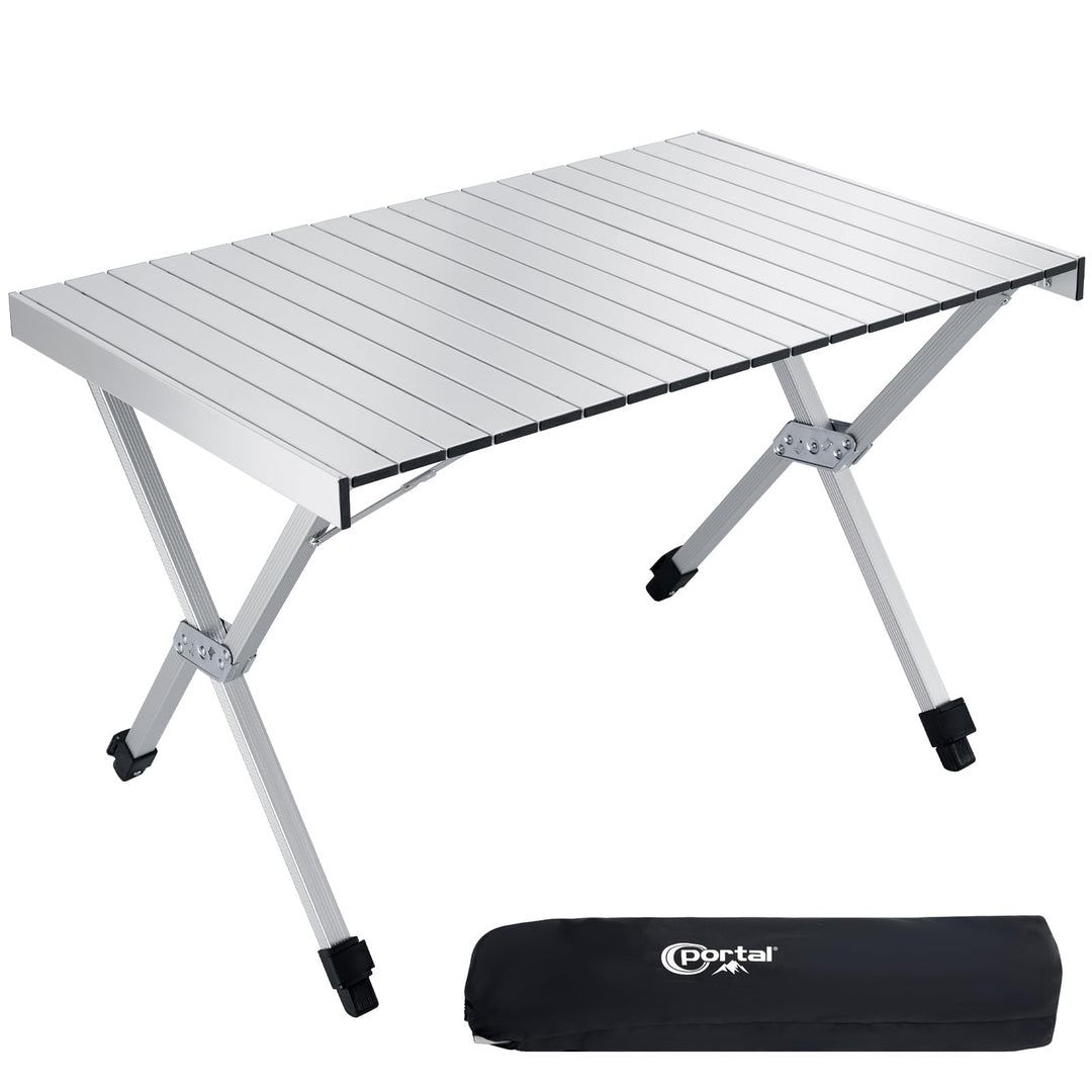 PORTAL Campingtisch faltbar Höhenverstellbar Klapptisch Aluminium 108 x 71cm rollbar Camping Tisch k