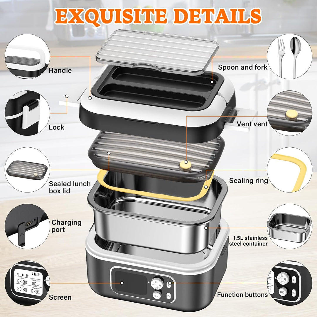 Elektrische Lunchbox 100W, Electric Lunch Box 1,5L Heat Box Isolierte Wärmebox automatischer Aufheiz
