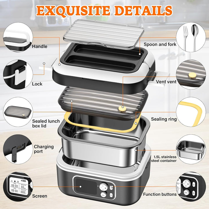 Elektrische Lunchbox 100W, Electric Lunch Box 1,5L Heat Box Isolierte Wärmebox automatischer Aufheiz