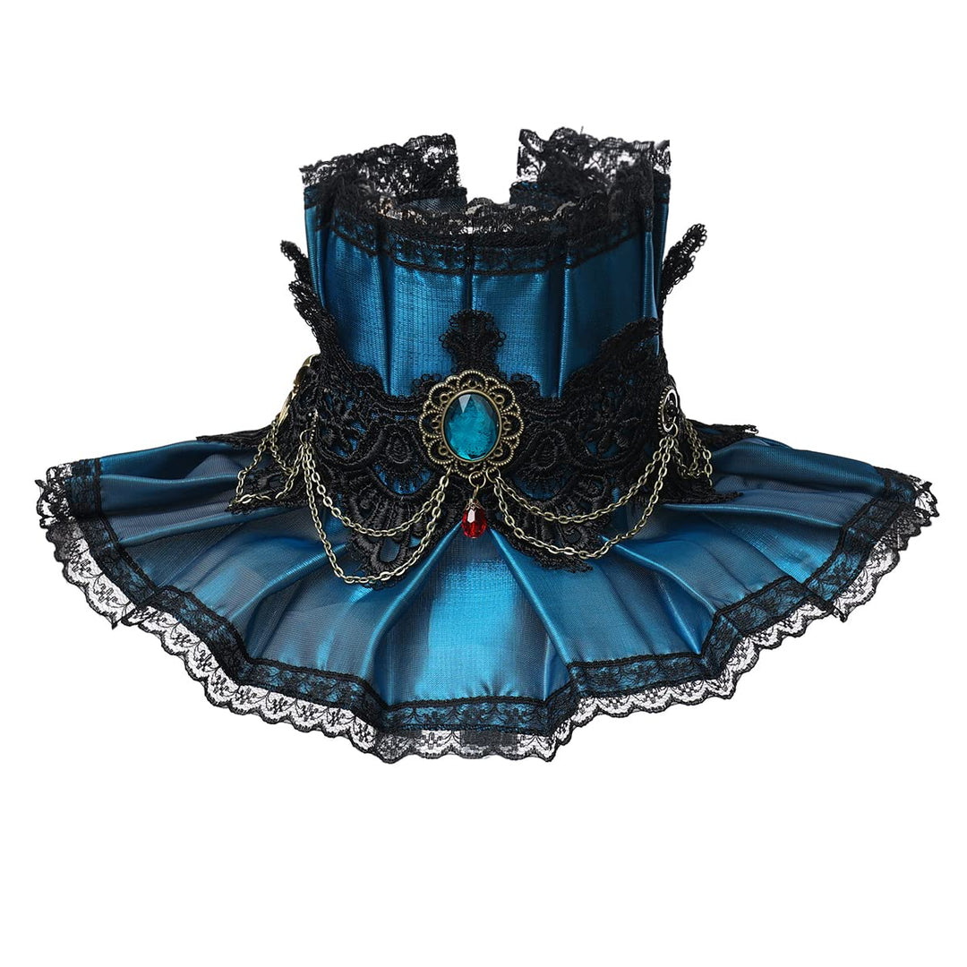 GRACEART Viktorianisch Hoch Hals Halskrause Halsband Krause Miniatur Halsband Blau, Blau