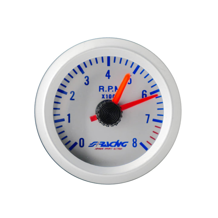 Simoni Racing TM/SB Tacho 0-8000 Gauge Silber Hintergrund Face and Rim, Retro Lighted