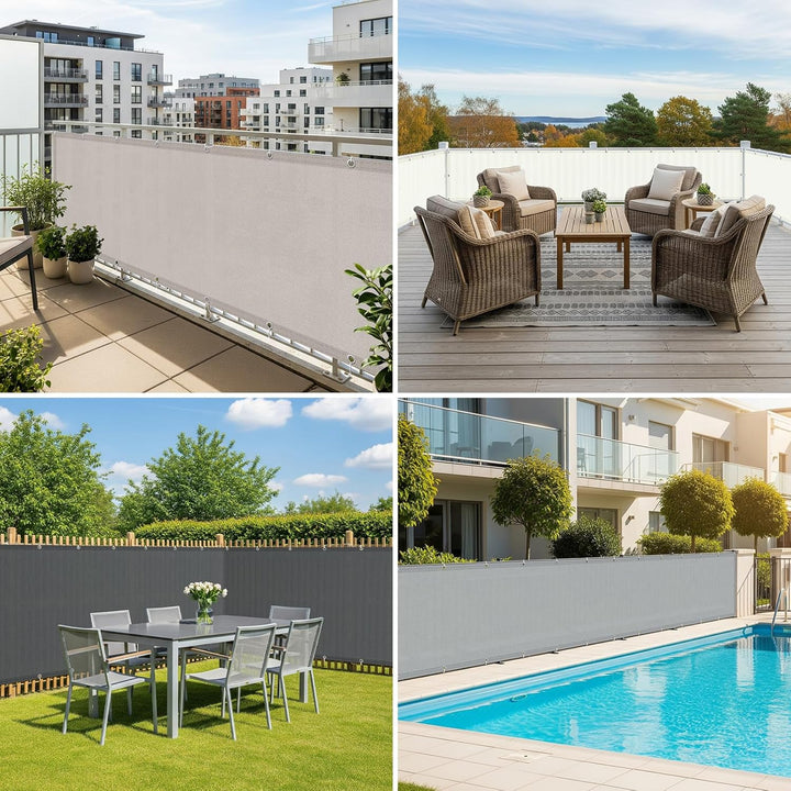 SUNNY GUARD Balkon Sichtschutz 90x800cm Balkonabdeckung PES UV-Schutz Balkonverkleidung wetterfester