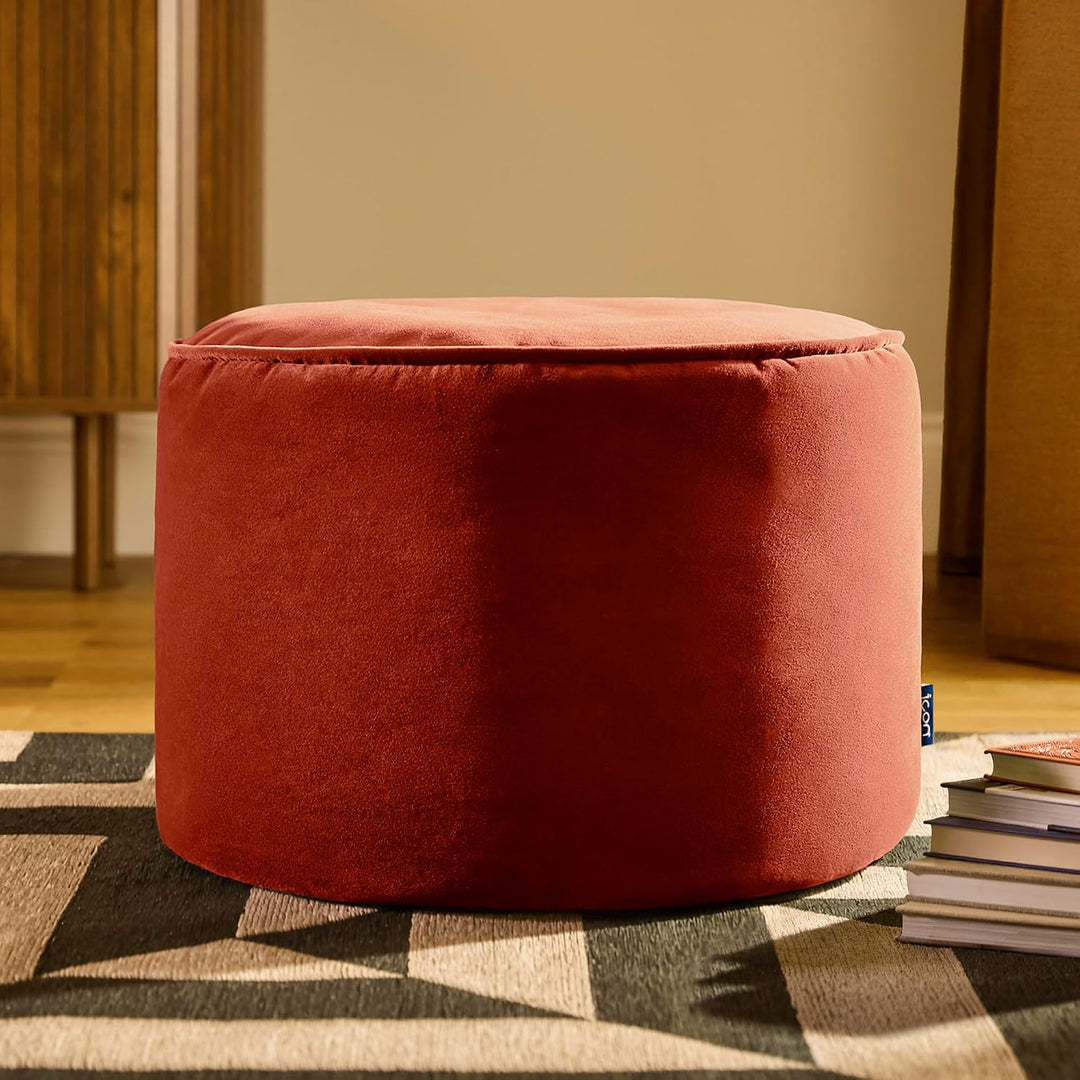 Icon Runder Sitzpuff „Milano“, XL Samt Sitzsack Hocker, Gross Fusshocker für das Wohnzimmer, Sitzkis