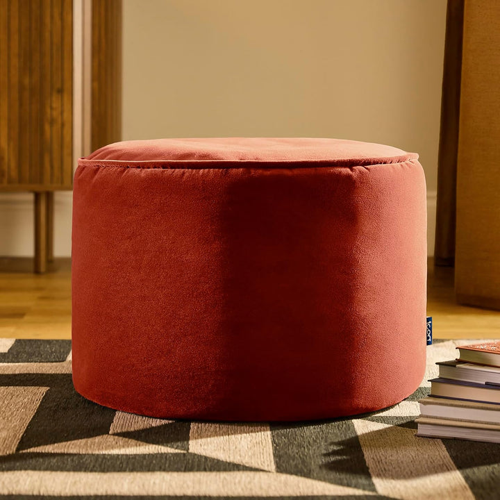 Icon Runder Sitzpuff „Milano“, XL Samt Sitzsack Hocker, Gross Fusshocker für das Wohnzimmer, Sitzkis