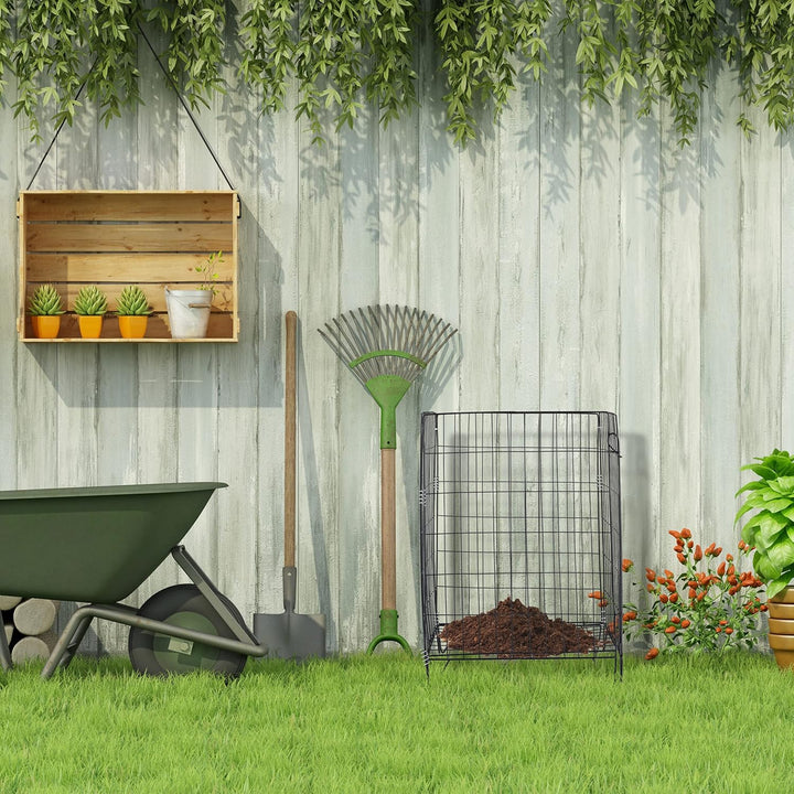 Relaxdays Komposter Metall, HBT: 68 x 46 x 46 cm, Bodengitter und Füsse, für Gartenabfall, Kompostgi