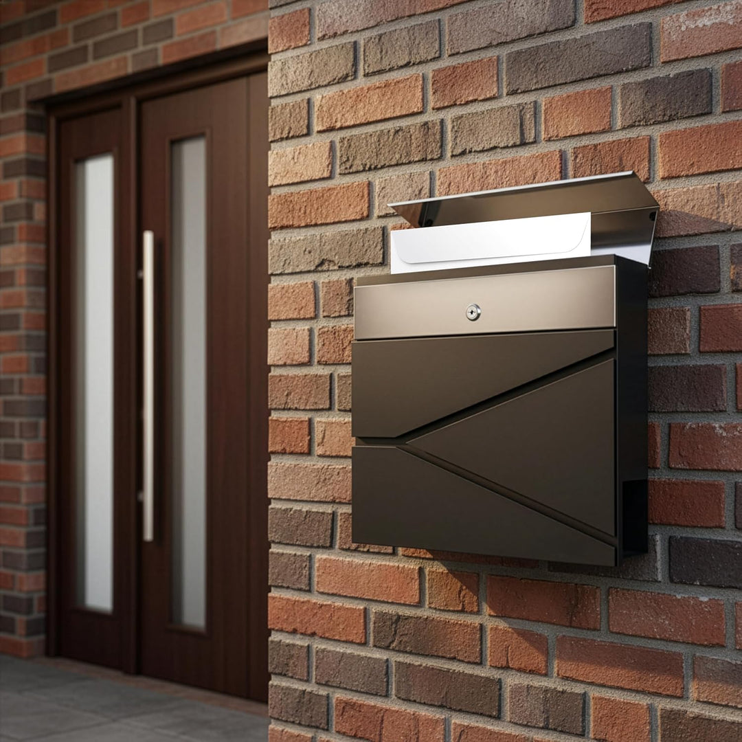 Grafner Premium Briefkasten personalisiert, RAL7016 mit Zeitungsfach und 2 Schlüssel, moderner Postk