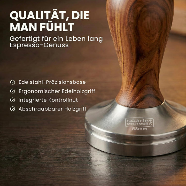 scarlet espresso | Tamper »Classic«, stilvoller Espresso-Stempel mit ergonomischem Griff aus Edelhol