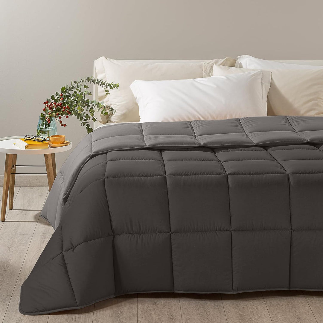 Caleffi - Moderne Steppdecke, einfarbig, französisches Bett, Anthrazit