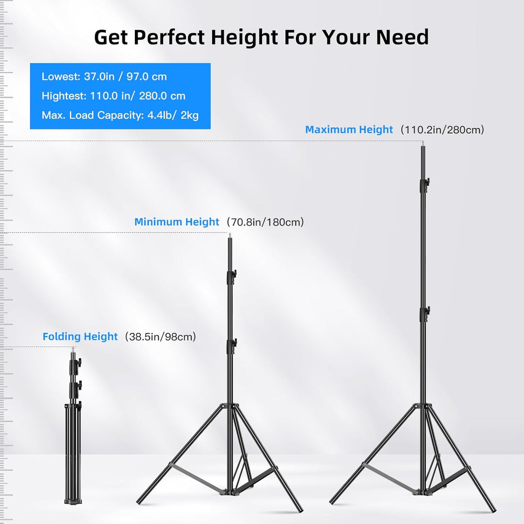 Heavy Duty Light Stand 2,8m,Aluminiumfeder Gepolstertes Stativ Beleuchtungsständer Max Loading: 10KG