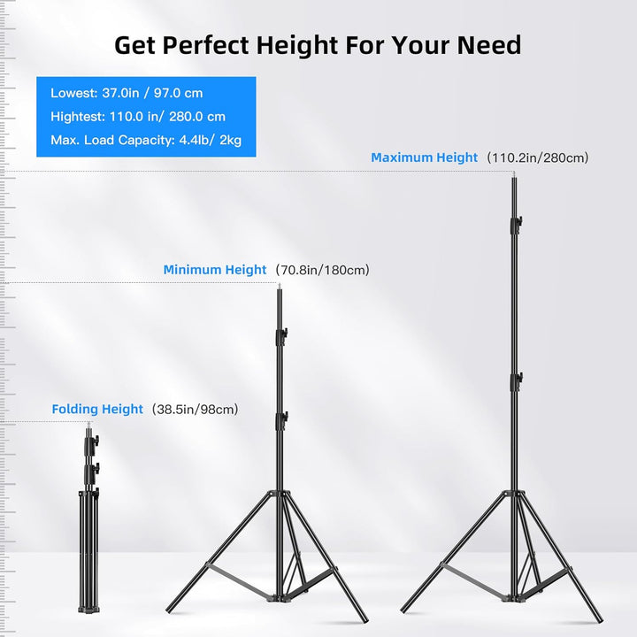Heavy Duty Light Stand 2,8m,Aluminiumfeder Gepolstertes Stativ Beleuchtungsständer Max Loading: 10KG