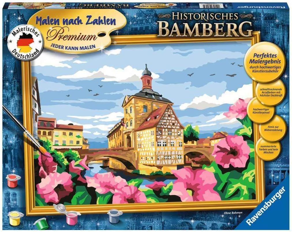 Ravensburger Malen nach Zahlen 28913 - Historisches Bamberg - Perfektes Malergebnis durch hochwertig
