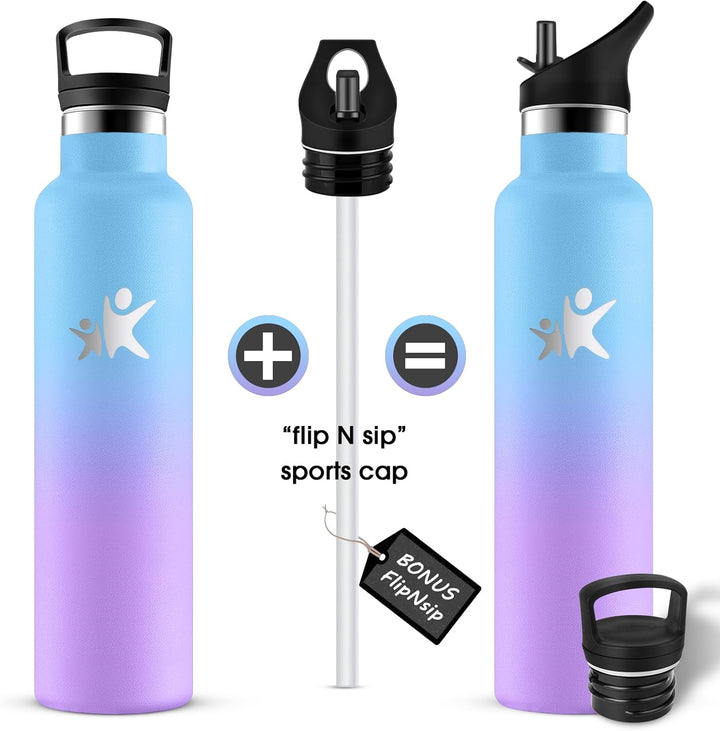 KollyKolla Thermosflasche 1L, Wasserflasche Kohlensäure Geeignet, Trinkflasche Edelstahl mit Strohha
