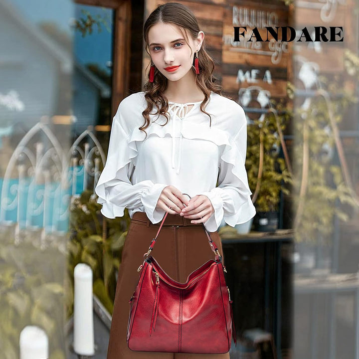 FANDARE Damen Handtasche Frauen Umhängetaschen Schultertasche PU Leder Tote Beutel Schultertasche fü