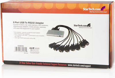 StarTech.com 8 Port USB 2.0 auf Seriell RS232 / DB9 Adapter / Konverter Hub mit FTDI 8 Desktop, 8 De
