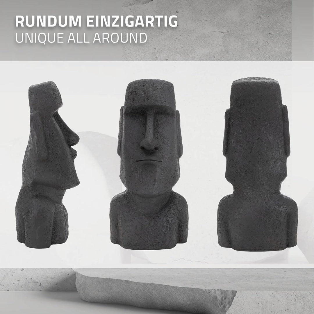 ECD Germany Moai Figur Rapa Nui Kopf 78cm hoch, Anthrazit, aus wetterfestem Kunstharz Polyresin, Ost