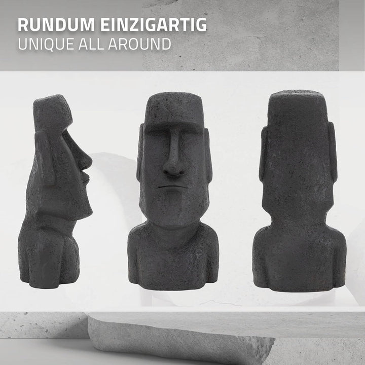 ECD Germany Moai Figur Rapa Nui Kopf 78cm hoch, Anthrazit, aus wetterfestem Kunstharz Polyresin, Ost