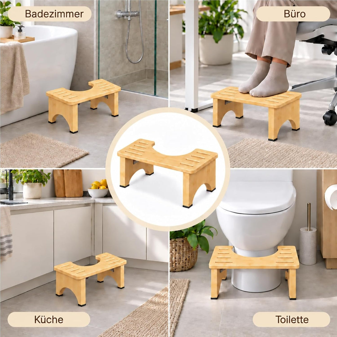 Toilettenhocker Klappbar aus Natürlichem Bambus, WC Hocker, Toilettenhocker