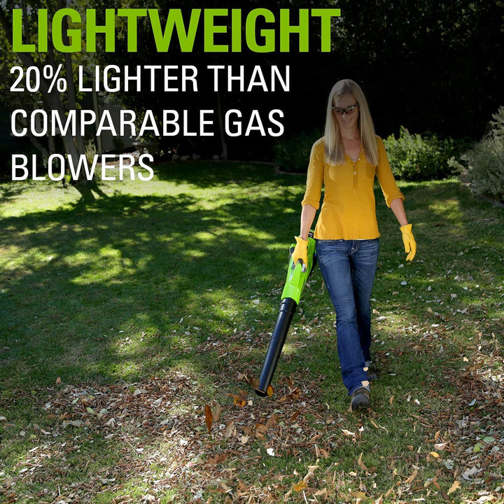Greenworks G40ABK2 Axial Laubbläser mit Tempomat, 177 km/h, 11,05 m³/min, 40V 2Ah Batterie & Ladeger