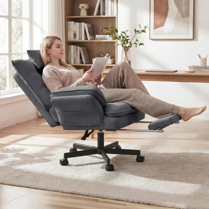 Hawthyhome ergonomischer Bürostuhl mit hochklappbaren Armlehnen, drehbarer Sessel mit Fussstütze, br