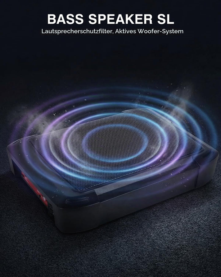 Ultraflacher Auto-Subwoofer, geeignet für Auto/Truck, mit integriertem Verstärker, unter den Sitzen
