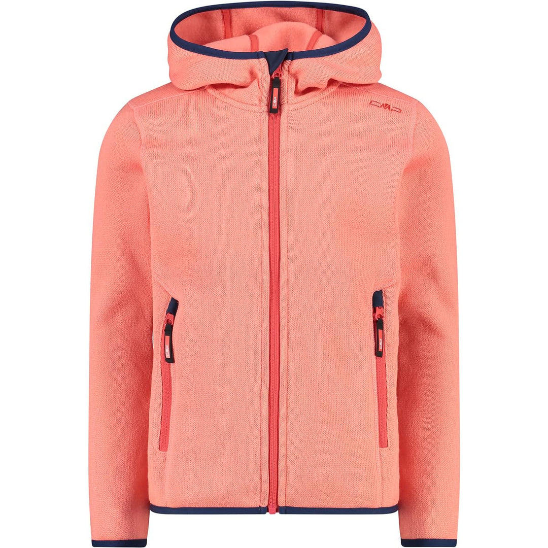 CMP Mädchen Kinder-knit-tech-jacke mit Fester Kapuze KID G JACKET FIX HOOD 152 Flamingo, 152 Flaming
