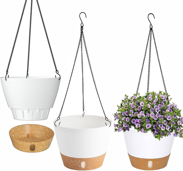 LSRVNM 3 Stück Hängende Pflanzgefässe, Hängetopf für Pflanzen, Blumentopf Hängend mit Abnehmbares Ta