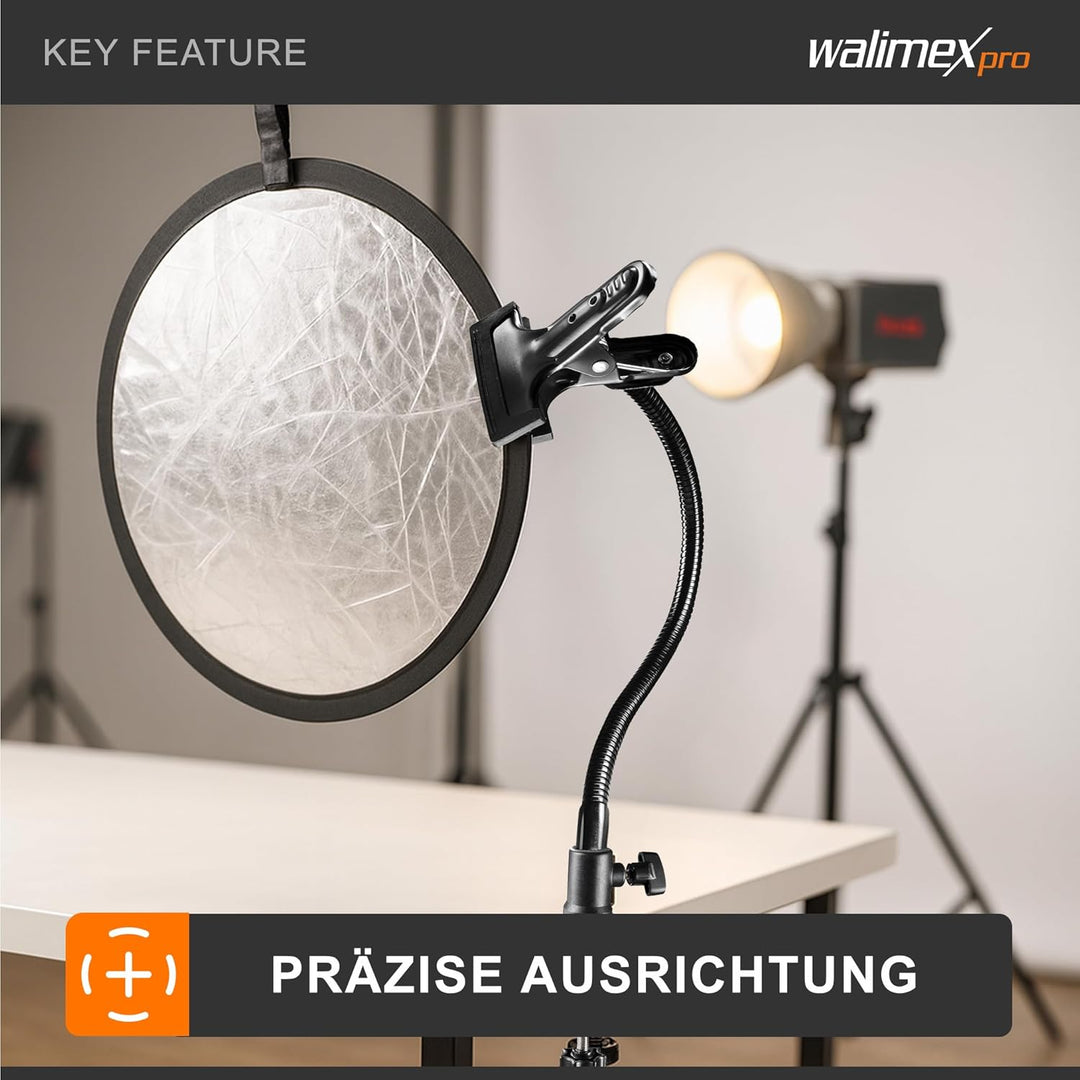 Walimex Schwanenhals mit Gewinde und Clip, Schwarz, mit Gewinde und Clip
