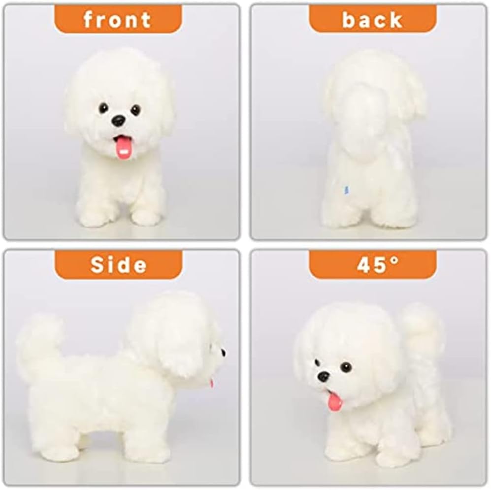 CU-MATE Plush Interactive Maltese Simulation Dog-Realistic Stuffed Animal Puppy Electronic Toy Robot